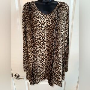 Leopard Print Long Sleeve Top Women’s Size XXL Soft Material